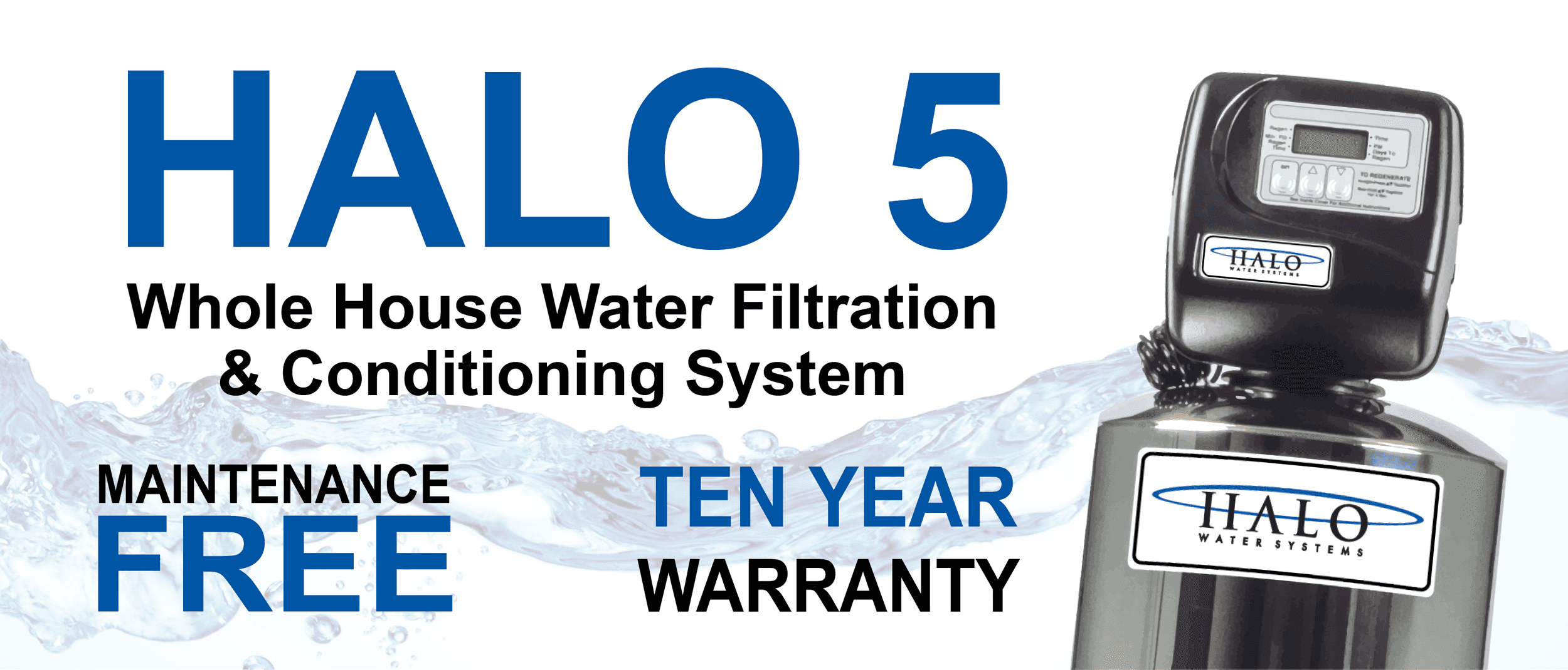 advertisement of a halo 5 water system